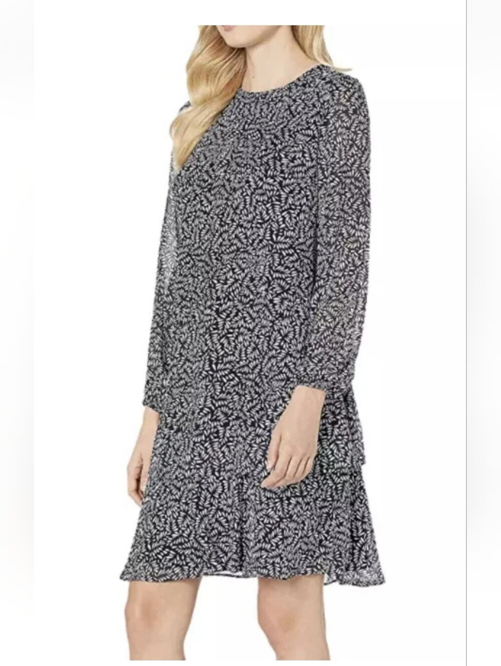 New!Lauren Ralph Lauren Retro Y2k Print Georgette Navy Blue Dress Women's Cabin
